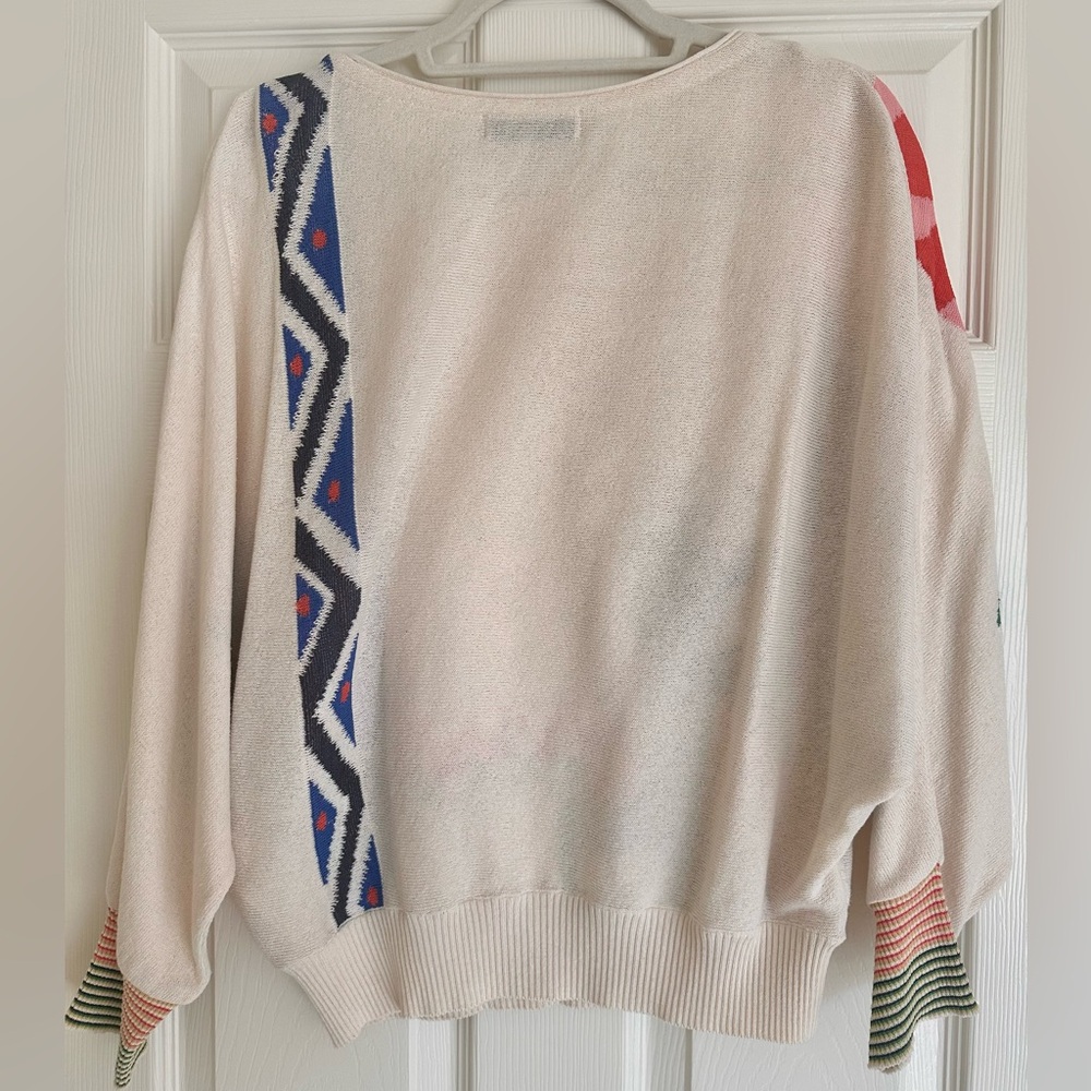 Aldo Martins Floral Statement Knit Sweater Cream Multicolor XS - Picture 4 of 5